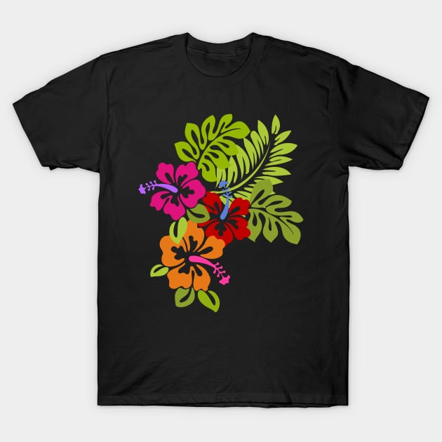 Tropical Hibiscus Flowers Bouquet T-Shirt by EDDArt